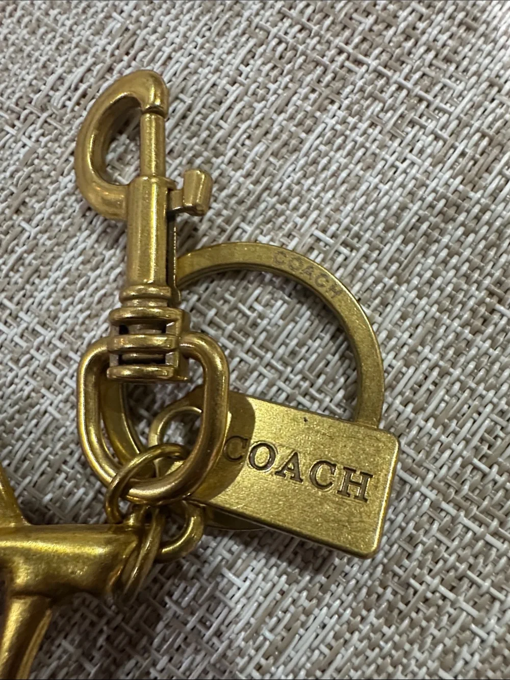 Gold-Tone Keychain with Red Glitter Cherry Charm